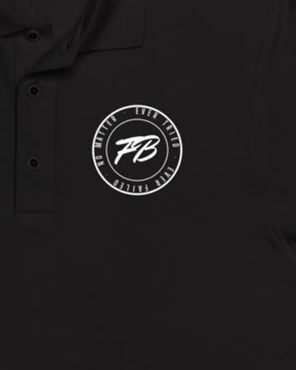 Golf Polo in Black, close-up of the print