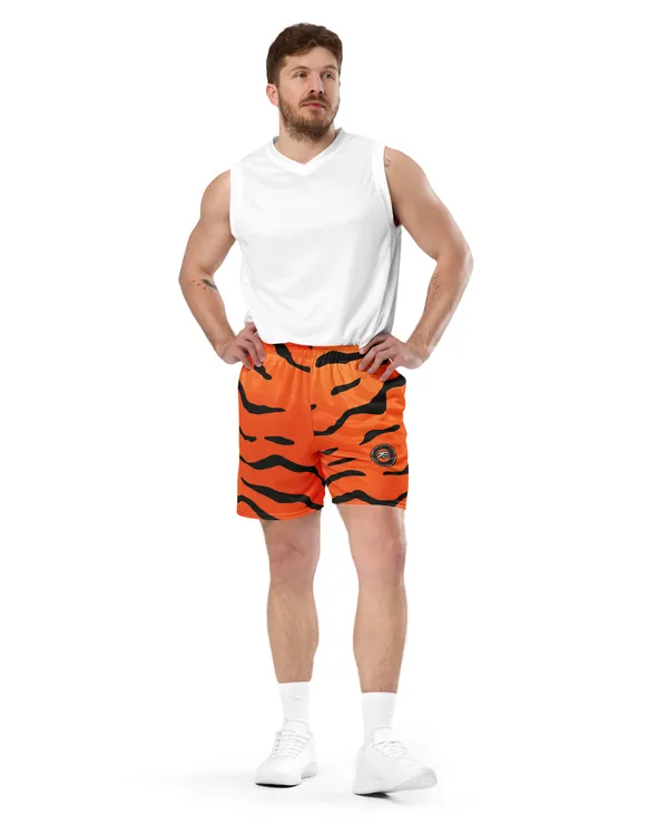 Mesh Shorts in Feral, worn
